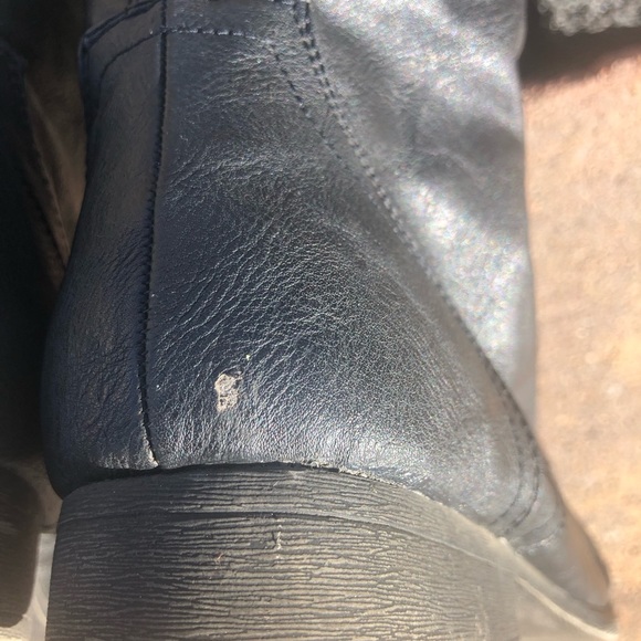 Black Faux Leather Lace-up Combat Moto Boots, w/cool turquoise lined Back Zipper - Picture 11 of 16